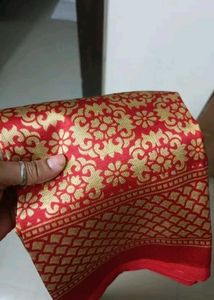 Mysore Silk Blue And Red Beautiful Saree