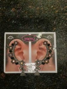 Black and Silver Jhumka Ear Cuff