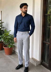 Men's Grey Casual Trouser and shirt pair
