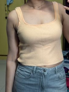 Ribbed Square Neck Tank Top