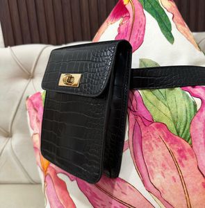 Black Croc Embossed Waist Bag