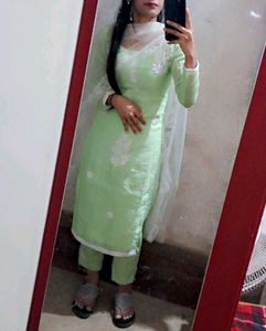Designer Light Green Kurta Set with Dupatta