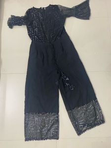 Elegant Black Embellished Jumpsuit