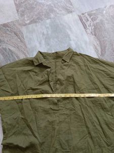 Oversized Green Linen Blend Shirt