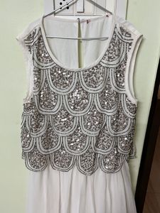 Heavy Sequence Off White Pretty Dress For Bust Siz