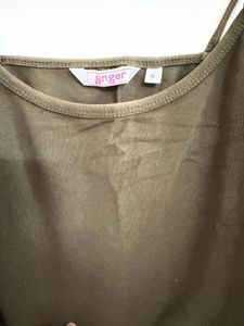 Olive Green Spaghetti Strap Crop Top