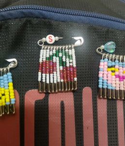 Beaded Safety Pin Brooches