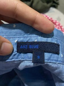 Blue Polka Dot Denim Shirt