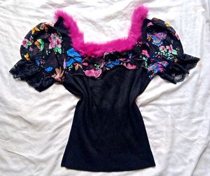 Y2K Floral Puff Sleeve Top