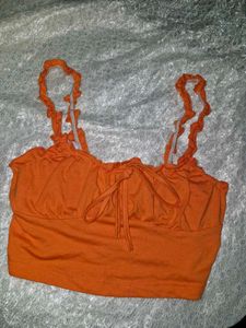 Cute Orange Ruffle Crop Top