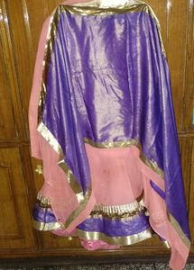 Designer Purple &amp; Gold Brocade lehenga