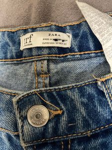 ZARA Dark Blue Wide Leg Denim Jeans