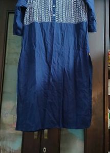 Elegant Navy Blue Kurta with White Print