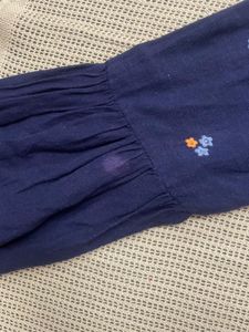 Zara Embroidered Navy Blue Blouse