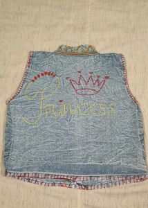 Trendy Embroidered Denim Vest