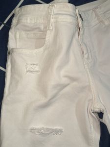 White Distressed Denim Shorts