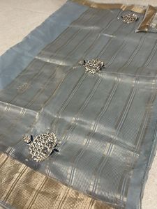 Elegant Grey Saree with Embellishments