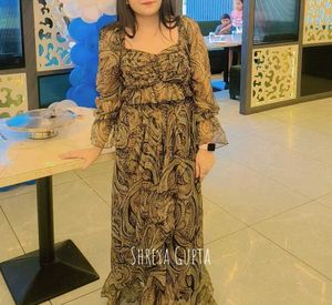 Boho Maxi Dress with Ruffle Sleeves size m