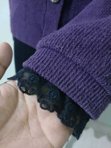 Chic Purple Button-Up Cardigan