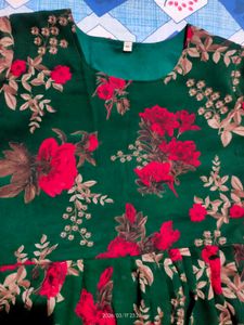 Green Floral Print Kurta Set
