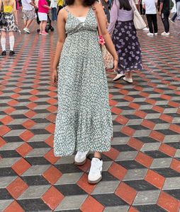 Deep v neck green dress
