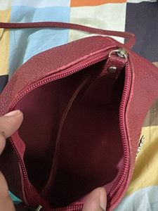 Chic Red Textured Shoulder Bag