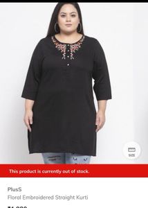 Black Floral Embroidered Kurti