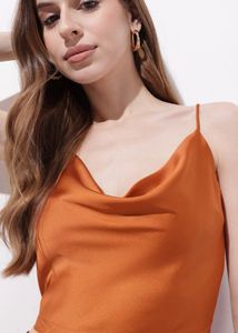 Satin Cowl Neck Tank Top