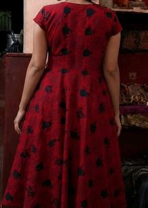 Stylish Red &amp; Black Diamond Print Dress