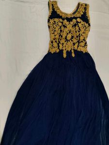 Elegant Embroidered and stone work Navy Blue Gown