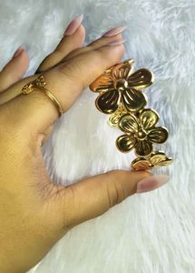 Gold Tone Flower Bracelet/ Handcuffs