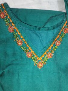Green Embroidered Kurta