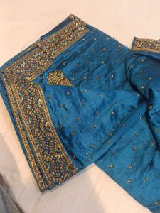 New With Tag Teal Blue Embellished Saree💞