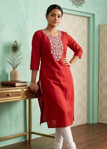 Beautiful Red Embroidered Kurta