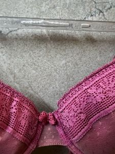 Lace Trimmed Pink Underwire Bra