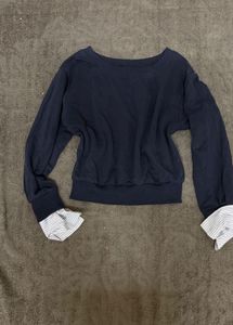🫐🥿 sweatshirt top with shirt sleeve det