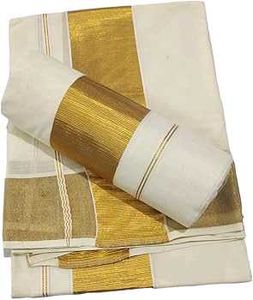 Elegant Cream & Gold kerala kasav set mundu