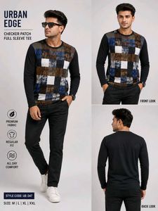 Urban Edge Checker Patch Full Sleeve Tee