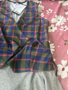 Plaid Wrap Vest Top with skirt