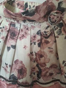 Floral Skirt with Velvet Hem