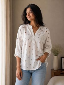 White Printed Tunic - Cats 🐱