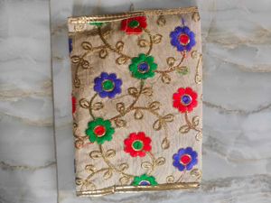 Floral Embroidered Pouch