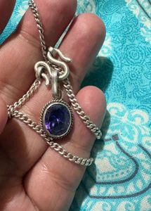 Silver Chain with Purple Pendant