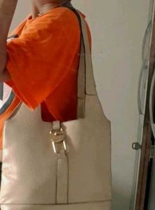 Chic White Textured Leather Handbag