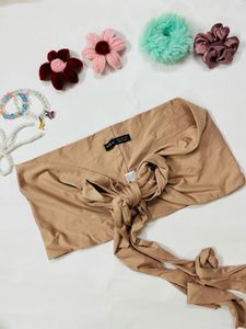Stylish Beige Wrap Top