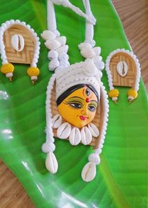 Handmade Face Pendant Necklace & Earrings Set