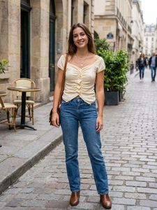 Zar Chic Cream Ruched Top