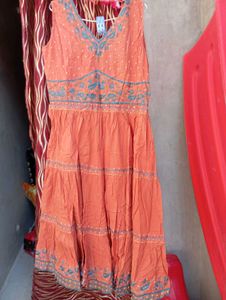 Orange Tiered Floral Dress