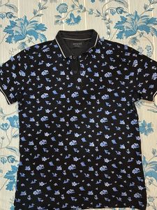 Mufti Men's Black Floral Polo T-Shirt 40