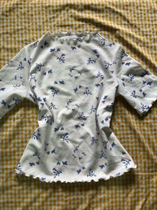 White Floral Print Top